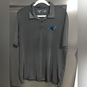 Carolina panthers Antigua Black and Blue Polo Shirt with Moisture-Wicking Fabric